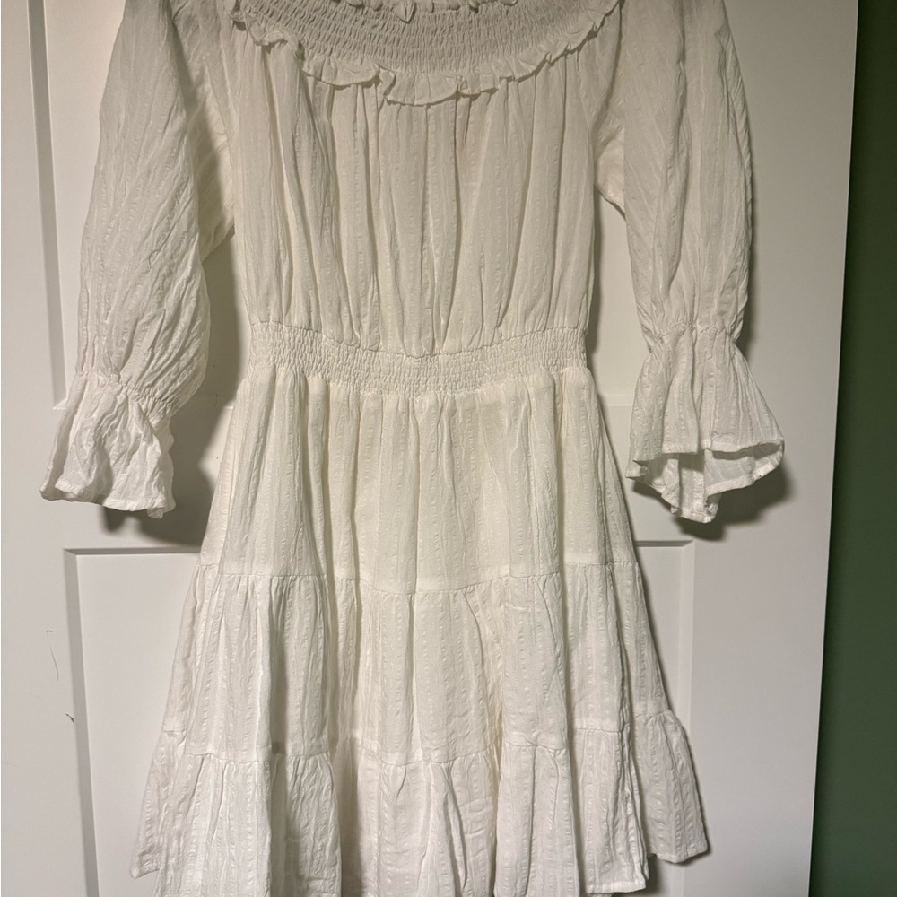 Entro White Ruffled Dress